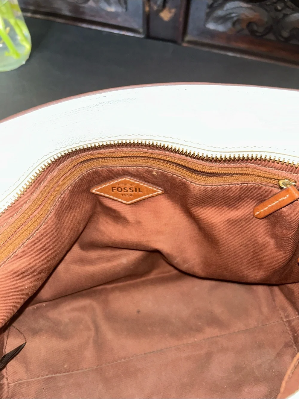 Fossil Cream and Brown Perforated Dot Tote